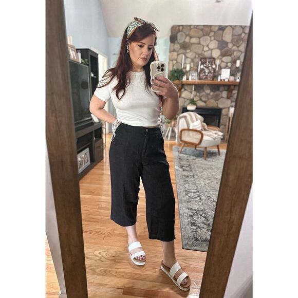 Chicos linen black cropped pants - Picture 1 of 12